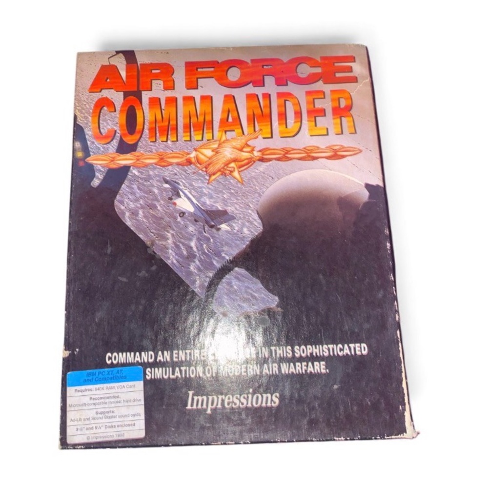 IBM big box 1992 Air Force commander floppy pc game tested CIB